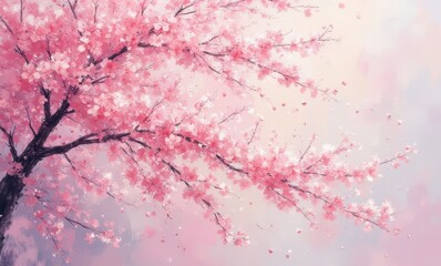Blooming cherry blossom branch in spring