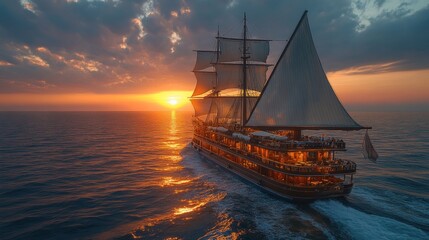 Obraz premium Sailing into the Sunset