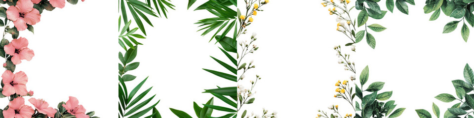 Obraz premium Lush tropical floral background with vibrant green leaves blooming flowers and a delicate botanical arrangement This image can be used for various creative projects that require a natural elegant