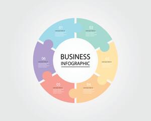 Business Infographic modern design template for banners and infographics for 6 jigsaw circle step 