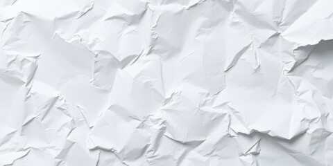 Fototapeta premium A close-up shot of a crumpled white paper with sharp creases and wrinkles, art, concept, crumpled
