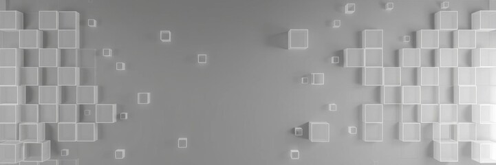 Grey translucent cubes arranged in a grid pattern, creating a modern and abstract tech background, abstract, cubes