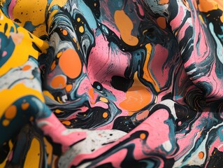 Obraz premium intricate marble and ink patterns swirling together in a vibrant, colorful abstraction, showcasing high texture and depth; an artistic exploration of movement and fluidity
