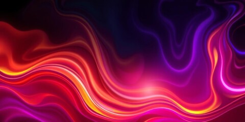 Obraz premium Liquid texture with swirling ripples creating mesmerizing patterns on a dark background, illuminated with vibrant neon highlights, design, hypnotic