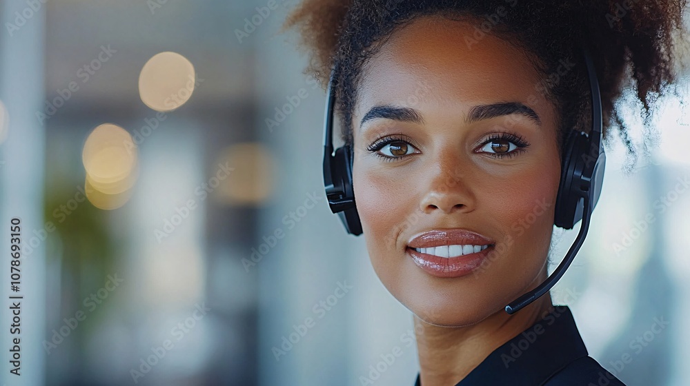 Leinwandbilder professional call center environment with representatives wearing headsets, working together to supp