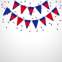 Naklejka premium Foundation of Quito. Garland with the flag of Quito on a white background. Vector Illustration. 