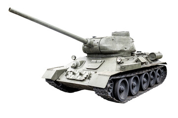 Old soviet tank T-34-85 on white background