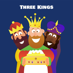 Naklejka premium Vector illustration of Three Kings Day. Epiphany day. 