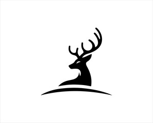 Obraz premium Deer logo vector template. Deer head icon symbol vector illustration. Deer silhouette logo black and white.