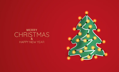 Vector illustration of Christmas and New Years. Christmas composition with decorative christmas trees.
