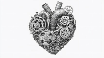 Obraz premium Transparent_PNG_available_Steampunk_heart_composed_of_gears