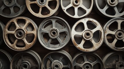Fototapeta premium Film reels in a sepia tone, symbolizing classic cinema and storytelling. 
