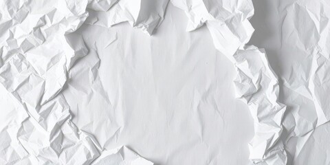 Obraz premium Crumpled white paper with messy folds and creases, waste, wrinkled, concept