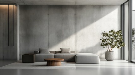 Modern Living Room with Concrete Walls