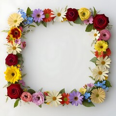 Obraz premium Colorful Flower Wreath with White Background