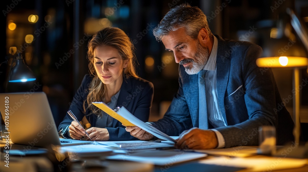 Poster customer and service agent in a well-lit office, discussing solutions with notepads and a friendly e
