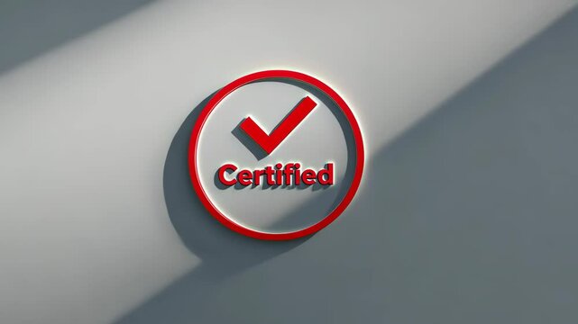 Certified logo with check mark, representing quality assurance and trust, showcases reliability and professionalism in diverse industries, ensuring strong symbol of excellence.