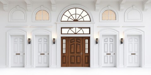 Obraz premium Variety of white doors of different sizes and styles isolated on white background, doors, background, interior