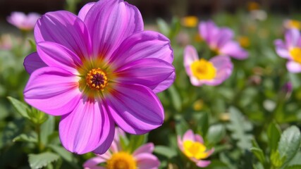 Vibrant purple flower petals and leaves creating a stunning contrast in a natural setting, beautiful, setting, flower