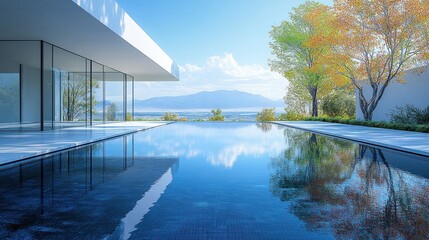 Fototapeta premium Modern Pool with Mountain View
