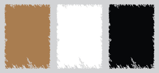 Grunge old vintage paper texture. Pigmentation spot brown paper textured. White parchment paper craft. Torn sheets of paper rectangle cardboard background close up. Crumpled black paper ripped message