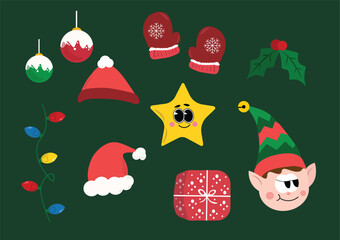 Set template christmas vector