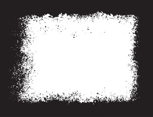 Grunge frame silhouette distressed background with Space for Your Design. Grunge Border with Detailed Splatter. Dark Old Vintage Paper Doodle. Square framed White Paint Texture vector. Spray Brush. 