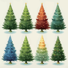 Fototapeta premium Christmas tree element collection in flat design