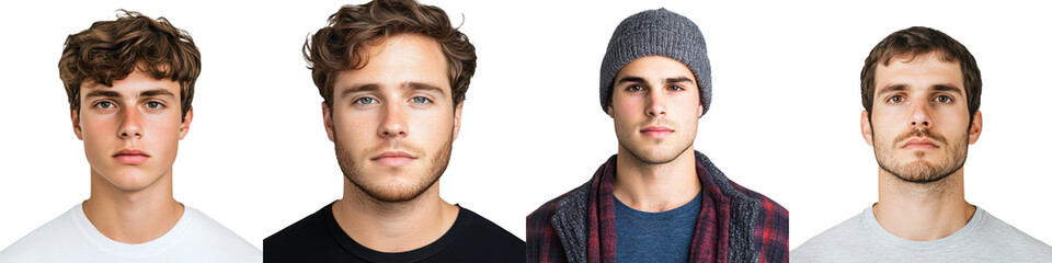 Fototapeta premium Pensive Young Man with Casual Fashion Styling in Studio Portrait Thoughtful Handsome Male Face Closeup in Modern Trendy Lifestyle Image