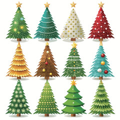 Obraz premium Christmas tree element collection in flat design