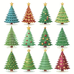 Obraz premium Christmas tree element collection in flat design