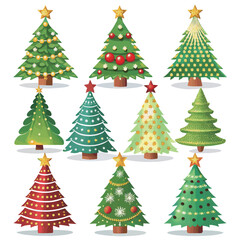 Obraz premium Christmas tree element collection in flat design