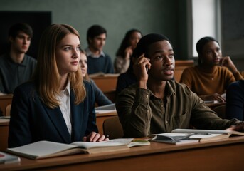 Diverse Students Studying in a Classroom