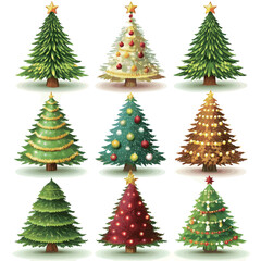 Obraz premium Christmas tree element collection in flat design