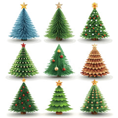 Christmas tree element collection in flat design