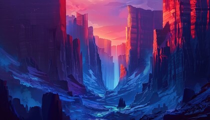 Fototapeta premium A Vibrant Canyon Under a Colorful Sky