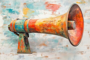 Retro Megaphone with Grunge Texture and Warm Lighting