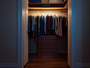 Well-Organized Walk-In Closet With Open Door
