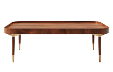 Elegant Wooden Coffee Table with Smooth Edges and Polished Finish Perfect for Modern Living Room Décor and Interior Design Inspiration, isolated transparent background