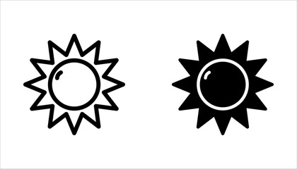 Sun or Brightness Icon set. Intensity Setting Vector Art Illustration, isolated on white background.