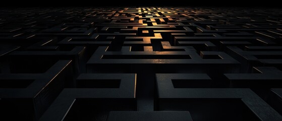 A maze with a dark background and a light source