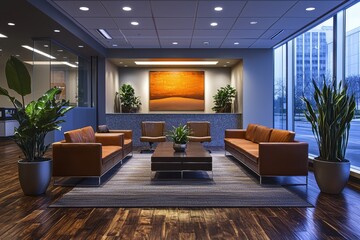Fototapeta premium Create a cozy and inviting office lounge space
