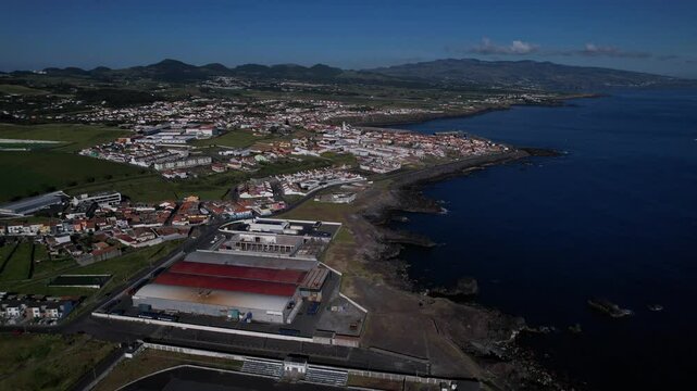 Vista A&eacute;rea da Vila de Rabo de Peixe &ndash; Ilha de S&atilde;o Miguel, A&ccedil;ores, Portugal