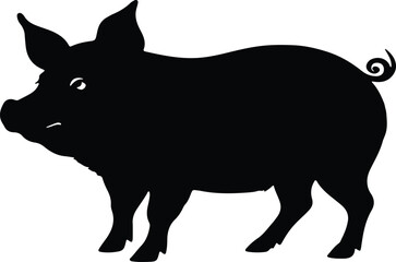 Vector pig silhouette. Pig silhouette icon isolated on white background.