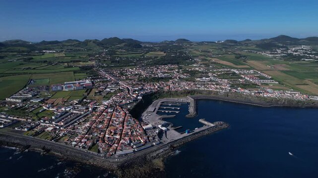 Vista A&eacute;rea da Vila de Rabo de Peixe &ndash; Ilha de S&atilde;o Miguel, A&ccedil;ores, Portugal