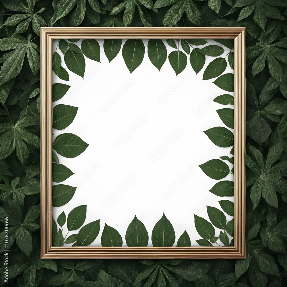 Poster Elegant Empty Poster Frame Surrounded by Beautiful Leaf Background for Creative Display and Artwork Presentation