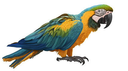 Colorful macaw parrot with vibrant feathers isolated on transparent background