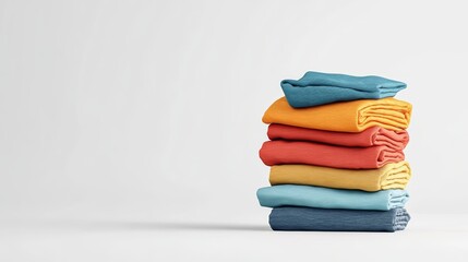 Stack of Folded Clothes Isolated on White Background Representing Neatness and Organization