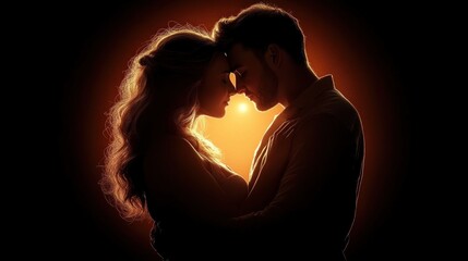 Silhouette of Couple Embracing in Love, Soulmates Connected, Warmth of True Love, Couple Silhouette, Romantic Silhouette, Love Silhouette, Embrace Silhouette, Couple Love, Silhouette Love, Romantic