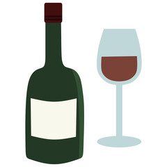 red wine bottle and glass